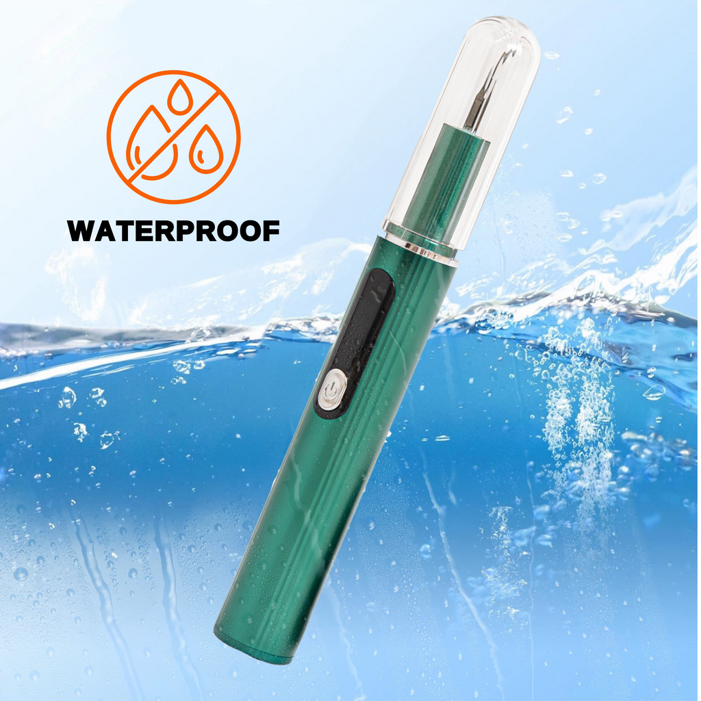 Waterproof green pet grooming trimmer submerged in water